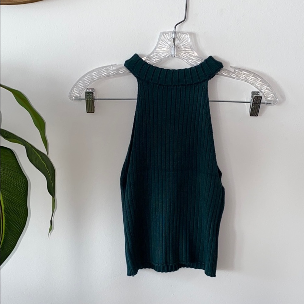 High neck forest green crop top